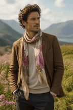 Portofino 100% Linen Mauve Floral Print Stole-Travel & Leisure