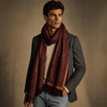 Edinburgh 100% Pure Merino Wool Wine Paisley Stole-TRAVEL