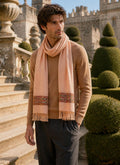 Madrid 100% Pure Merino Wool Peach Stole-TRAVEL