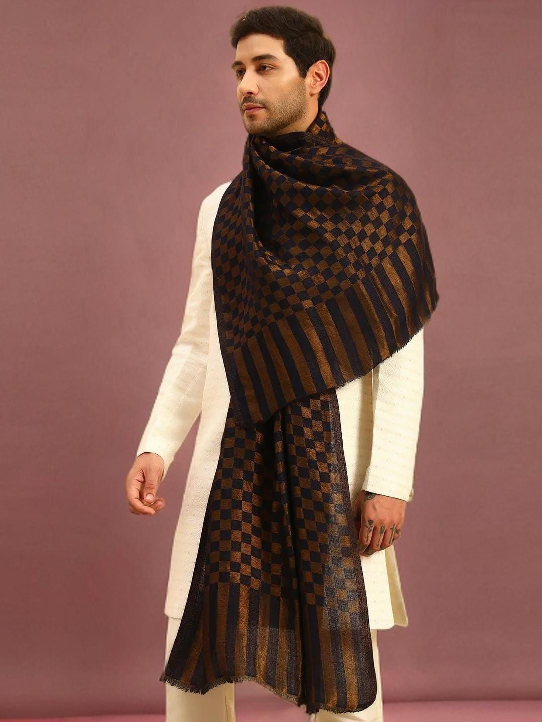 MANALI 100% Pure Merino Wool COFFEE BROWN Stole-Festivals