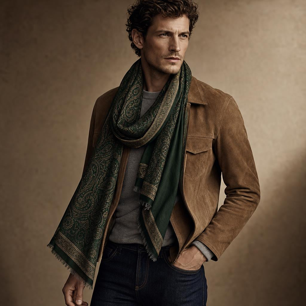 Highlander 100% Pure Merino Wool Forest Green  Stole-TRAVEL