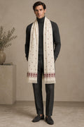 Davos Ivory Ornamental Pure Wool Embroidered Stole-Executive