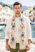 Cinque Terre  100% Linen Washed Floral Print Stole-LEISURE