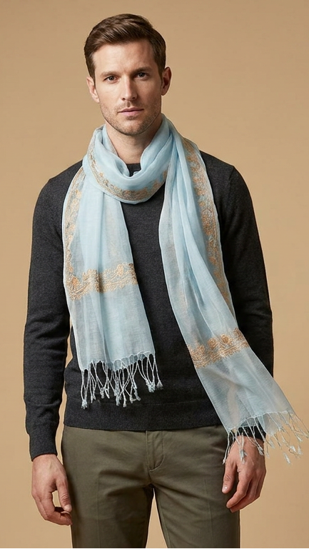 TASHKENT 100% Pure Merino Wool COFFEE BROWN Stole-Festivals