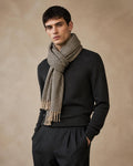 Edinburgh 100% Pure Merino Wool Charcoal Grey Textured Stole-TRAVEL