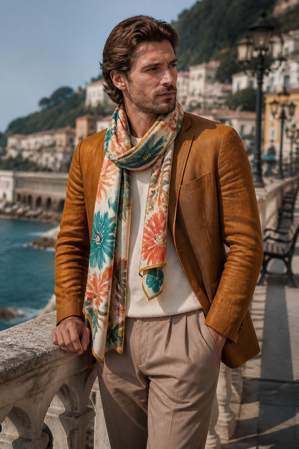 Amalfi 100% Linen Botanical Floral Print Stole-LEISURE